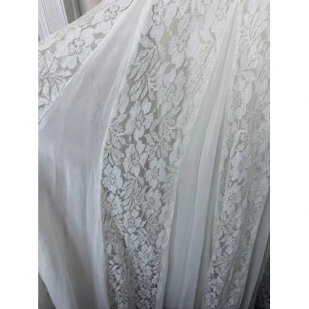 Lew Magram Vintage Ivory Floral Lace Sheer Panel Maxi Dress Women Small 90s Boho